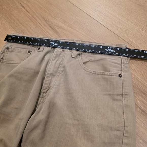 Levis 505 Jeans Mens 32x32 Tan Khaki Regular Fit Straight Leg White Tab - Picture 6 of 14